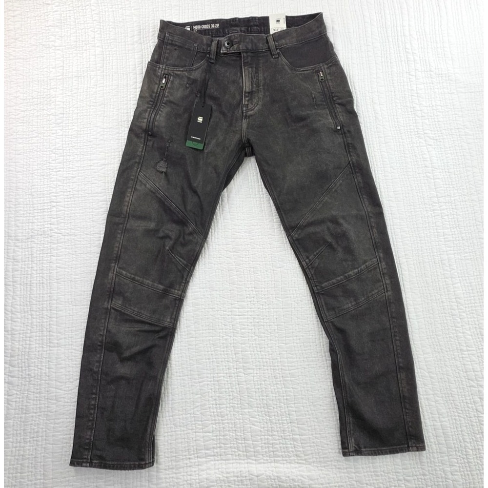 G-Star Raw Moto Cross 3D Zip Jeans Mens 30x30 Black NEW Stretch Denim NWT D25400